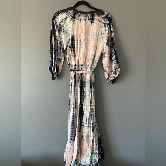 YFB Tie-Dye Faux Wrap Maxi Dress Dark Cottagecore Boho Chic Flowy Fall Small - Picture 7 of 11